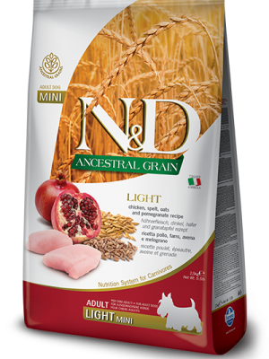 N&D Low Grain Chicken & Pomegranate Light Adult Mini 2.5kg