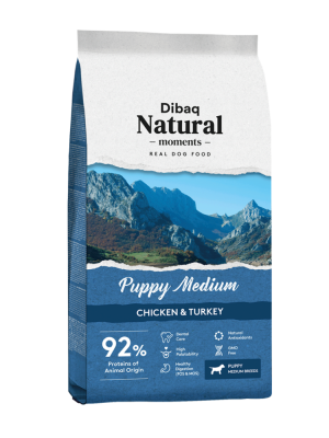 DIBAQ NATURAL MOMENTS PUPPY MEDIUM: Κοτόπουλο – Γαλοπούλα 3kg