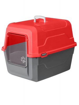 ΚΛΕΙΣΤΗ ΛΕΚΑΝΗ ΓΑΤΑΣ ΓΚΡΙ ΜΕ ΚΟΚΙΝΟ