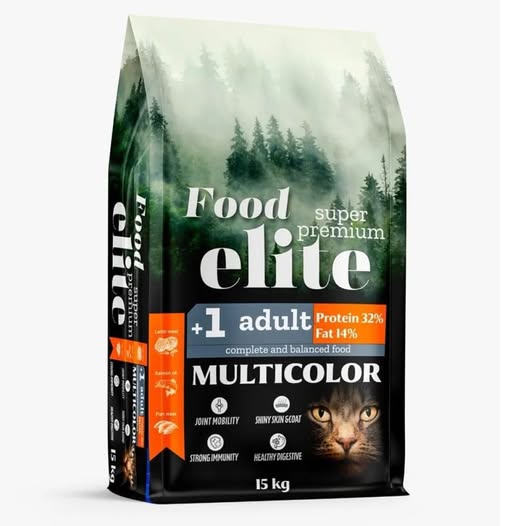 Food Elite Super Premium Multicolor 15kg Ξηρά Τροφή για Ενήλικες Γάτες με Αρνί, Κοτόπουλο και Σολομό