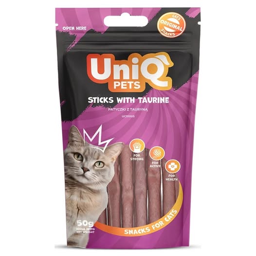 Uniq 50gr Λιχουδιά για Γάτες Μαλακές Λωρίδες με Σολομό και Ταυρίνη