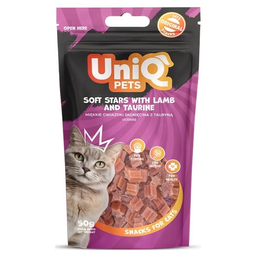 Uniq 50gr Λιχουδιά για Γάτες Μαλακά Αστέρια με Αρνί και Ταυρίνη