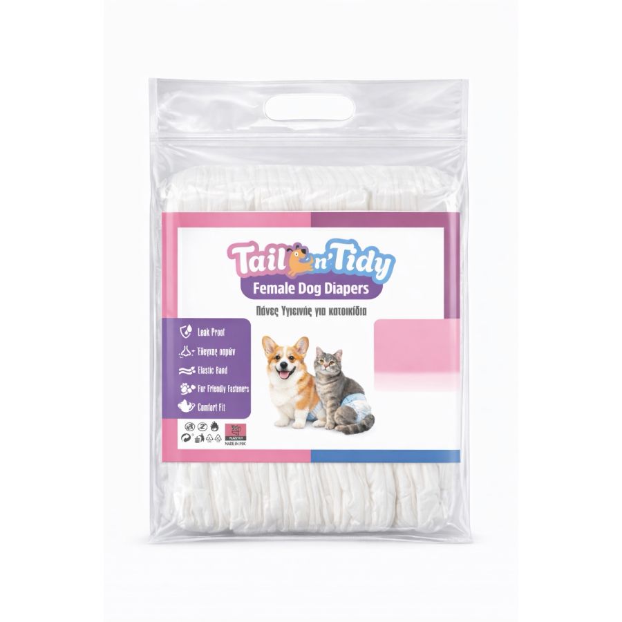 Tail’n’Tidy Female Dog Diapers XS-S (26X30cm) 10τμχ (33-48cm)