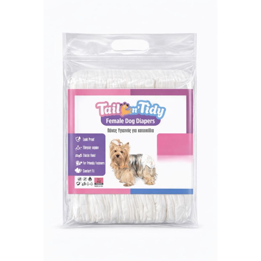 Tail’n’Tidy Female Dog Diapers M (27.5X37cm) 10τμχ (37-52cm)