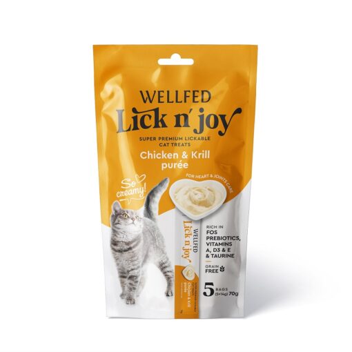 Wellfed Lick n’ Joy Chicken & Krill Λιχουδιά Γάτας (5*14gr) 70gr
