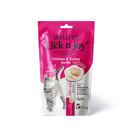 Wellfed Lick n’ Joy Chicken & Turkey Λιχουδιά Γάτας (5*14gr) 70gr