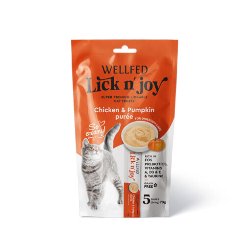 Wellfed Lick n’ Joy Chicken & Pumpkin Λιχουδιά Γάτας (5*14gr) 70gr