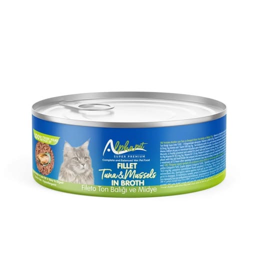 Alphapet Super Premium Κονσέρβα 70γρ για Ενήλικες Γάτες Φιλέτο Τόνου με Μύδια σε Ζωμό