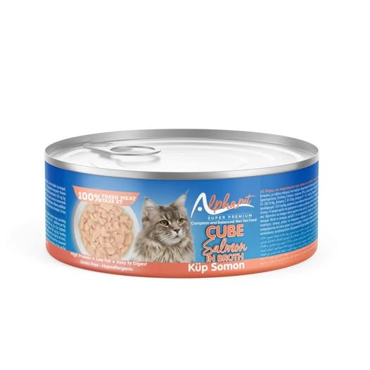 Alphapet Super Premium Κονσέρβα 70gr για Ενήλικες Γάτες Κυβάκια με Σολομό σε Ζωμό