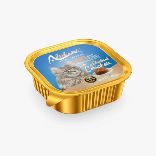 Alphapet Super Premium Πατέ 100gr για Στειρωμένες Γάτες με Κοτόπουλο σε Τασάκι