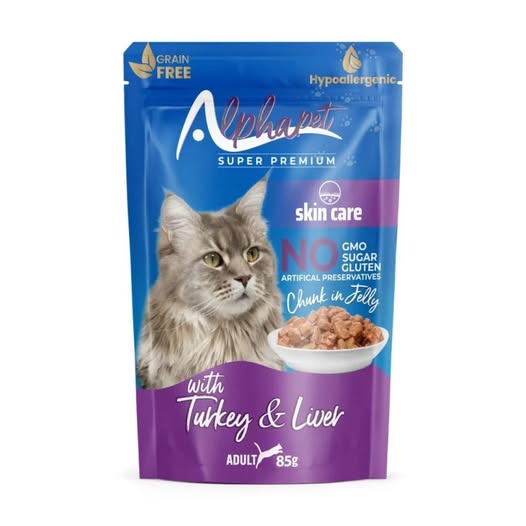 Alphapet Super Premium Skin Care Jelly Grain Free 85gr για Ενήλικες Γάτες με Γαλοπούλα και Συκώτι