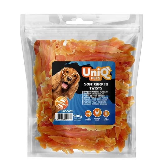 Uniq 500gr Λιχουδιά για Σκύλους Μαλακά Στριφτά Κομμάτια με Κοτόπουλο