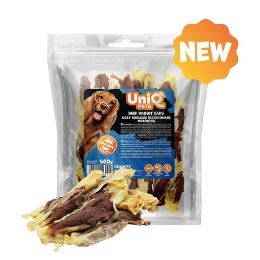 Uniq 500gr Λιχουδιά για Σκύλους Αυτιά Κουνελιού με Μοσχάρι