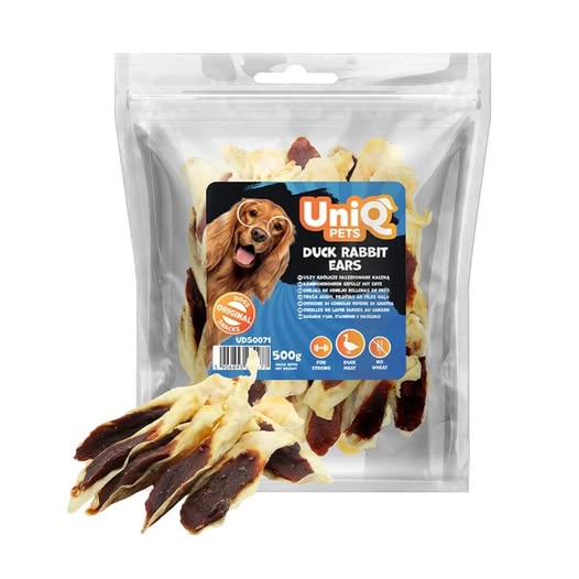 Uniq 500gr Λιχουδιά για Σκύλους Αυτιά Κουνελιού με Πάπια