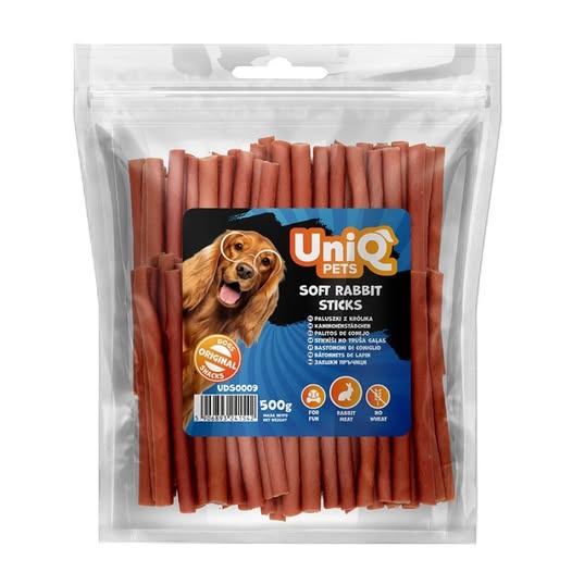 Uniq 500gr Λιχουδιά για Σκύλους Μαλακά Στικς με Κουνέλι