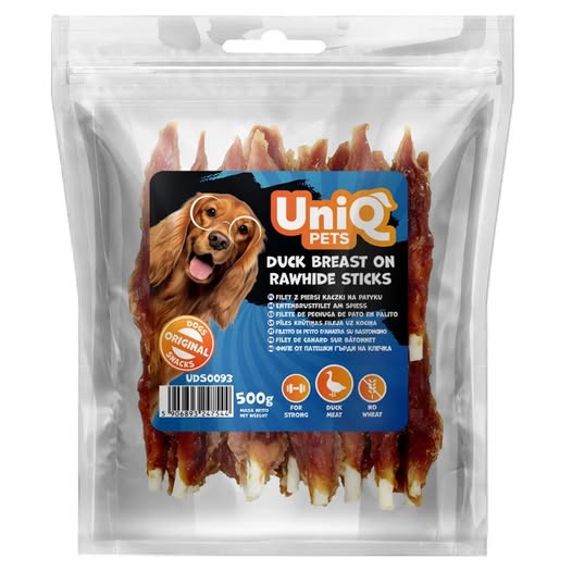 Uniq 500gr Λιχουδιά για Σκύλους Στικς από Δέρμα Τυλιγμένα με Στήθος Πάπιας