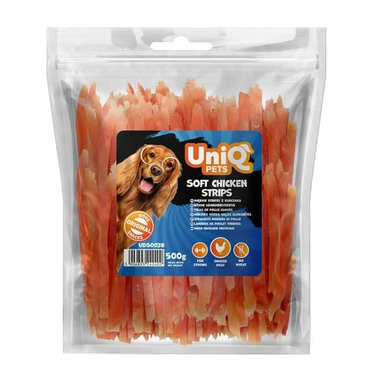 Uniq 500gr Λιχουδιά για Σκύλους Μαλακές Λωρίδες Κοτόπουλο
