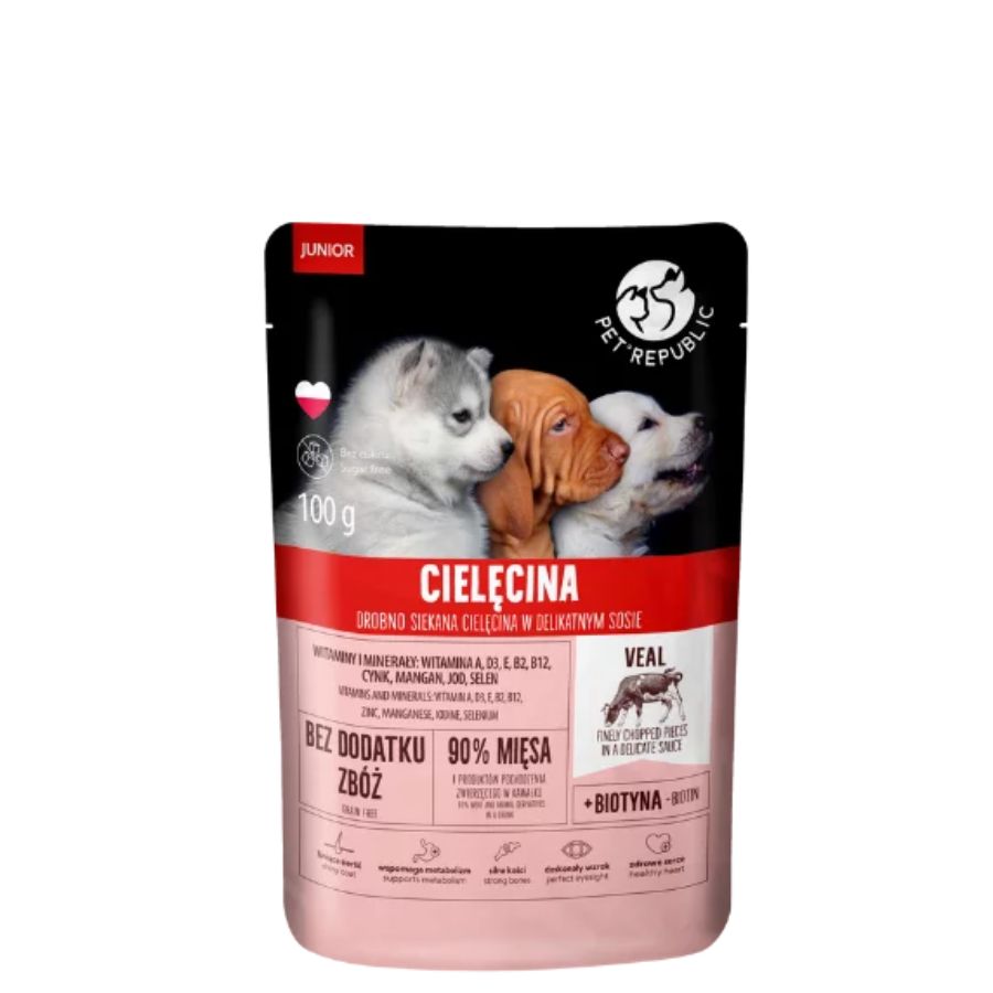PetRepublic φακελάκι σκύλου Junior (puppy) 100g φιλετάκια με μοσχαράκι γάλακτος