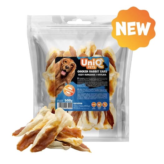 Uniq 500gr Λιχουδιά για Σκύλους Αυτιά Κουνελιού με Κοτόπουλο