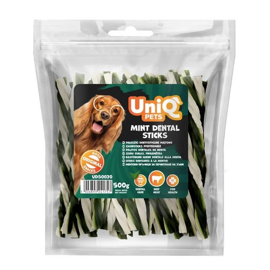 Uniq 500gr Λιχουδιά για Σκύλους Οδοντικά Στικς με Μέντα