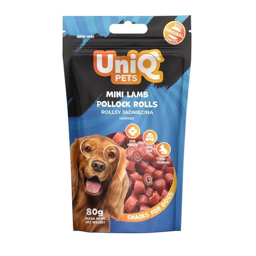 Uniq 80gr Λιχουδιά για Σκύλους Μίνι Ρολάκια με Αρνί και Πόλοκ