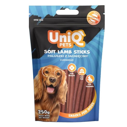 Uniq 250gr Λιχουδιά για Σκύλους Μαλακές Λωρίδες Αρνί