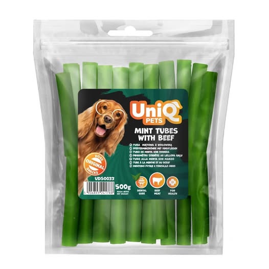 Uniq 500gr Λιχουδιά για Σκύλους Μίνι Οδοντιατρικοί Σωλήνες με Μοσχάρι