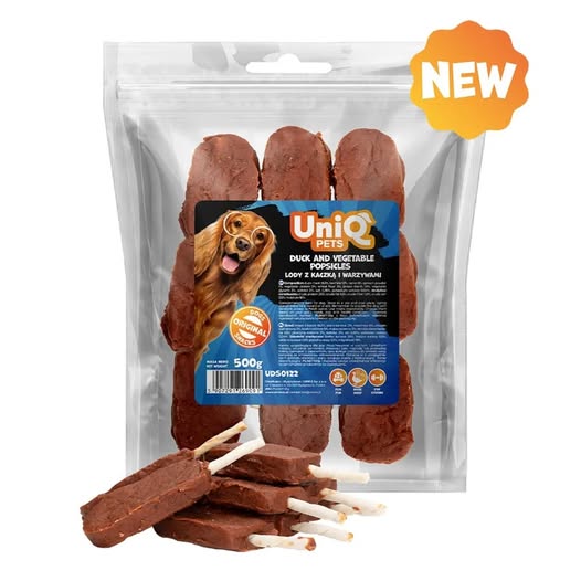 Uniq 500gr Λιχουδιά για Σκύλους “Ξυλάκια Παγωτού” με Πάπια και Λαχανικά