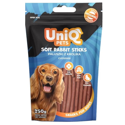 Uniq 250gr Λιχουδιά για Σκύλους Μαλακά Στικς με Κουνέλι
