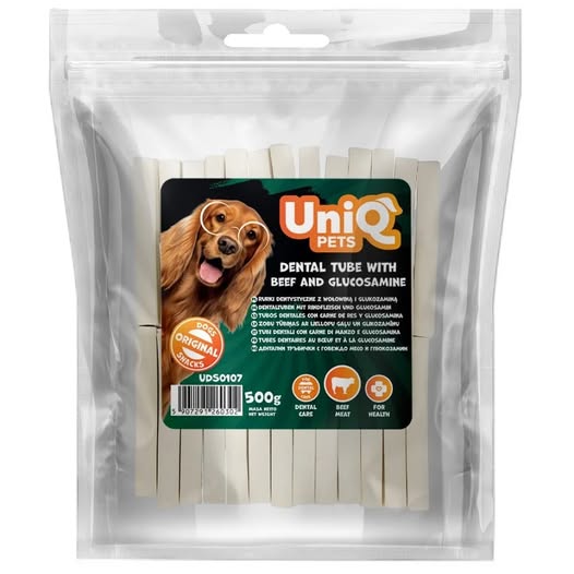 Uniq 500gr Λιχουδιά για Σκύλους Οδοντιατρικός σωλήνας με βοδινό κρέας και γλυκοζαμίνη